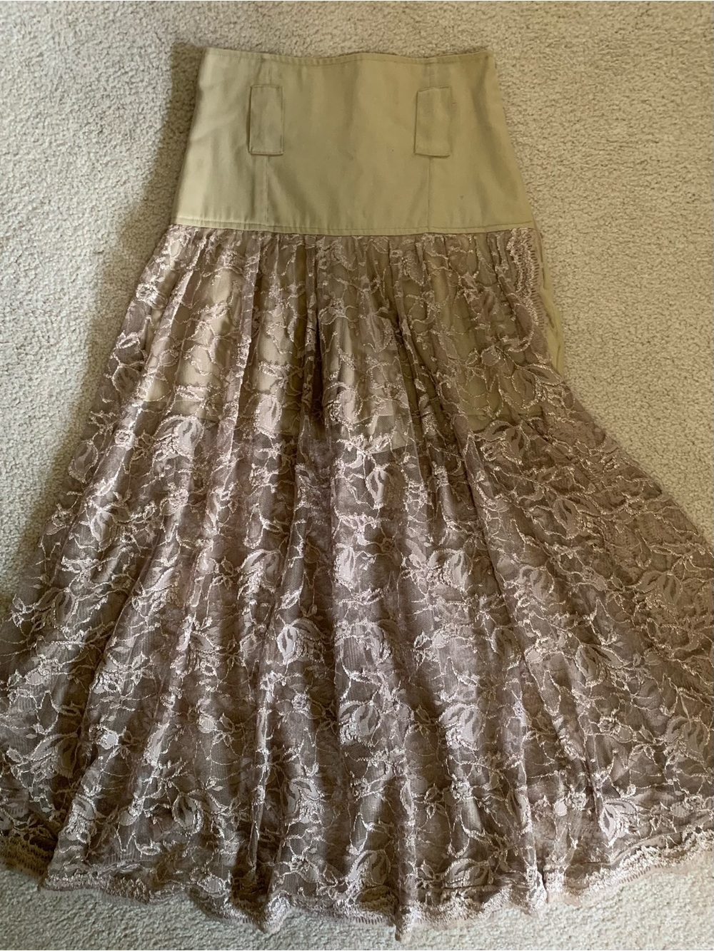 Women's Lace A-Line Maxi Skirt in Taupe,short